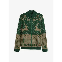 bonprix Norweger- Strickjacke, grün, 64/66 (3XL)