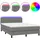 vidaXL Boxspringbett mit Matratze & LED Dunkelgrau 140x200 cm Stoff