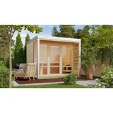 Saunahaus Gartensauna ARES 3 natur 276x276cm Metall/Holz Hybrid +LAGERABVERKAUF+