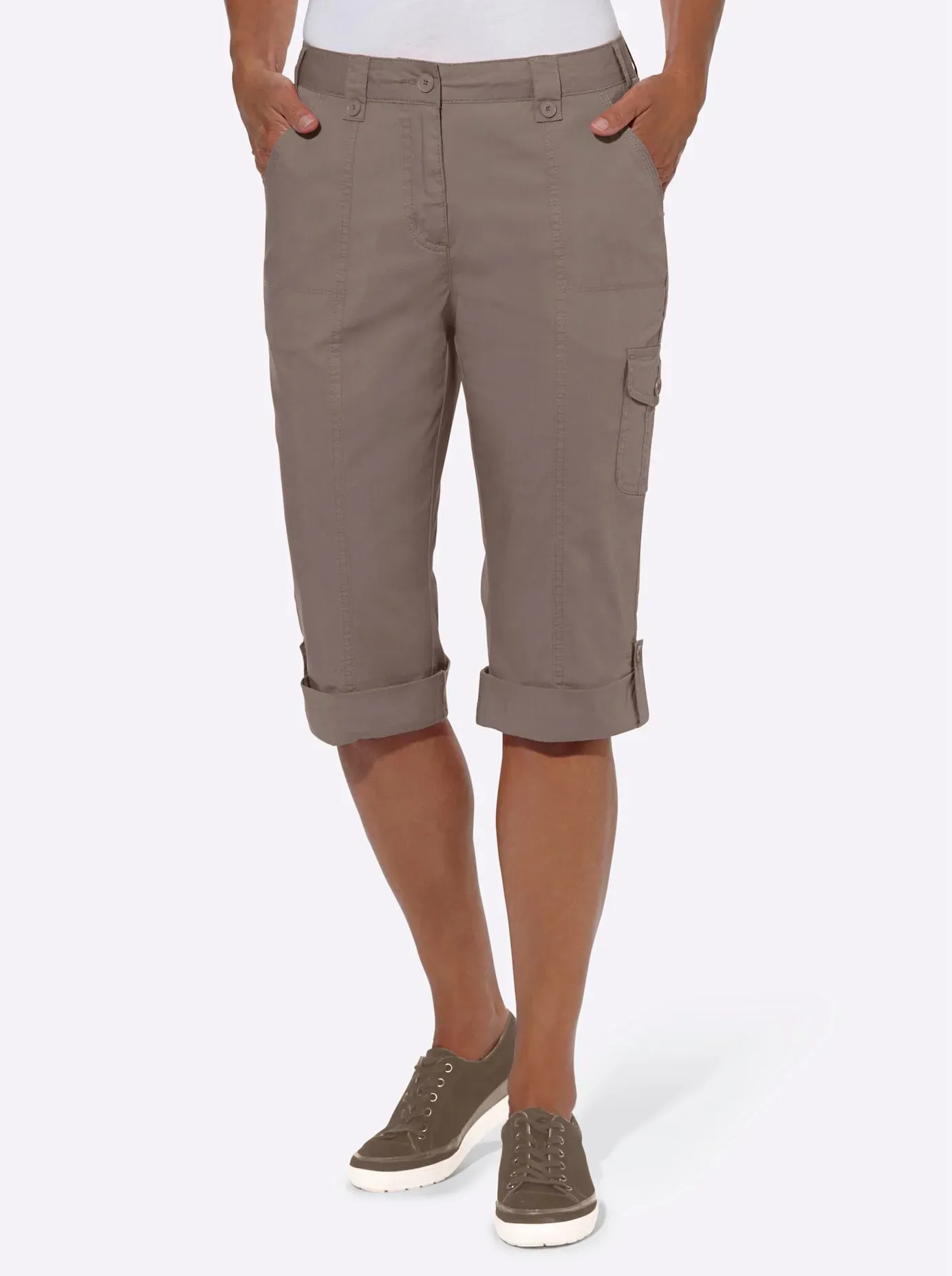 Bermudas CASUAL LOOKS Gr. 22, Kurzgrößen, grau (taupe) Damen Hosen