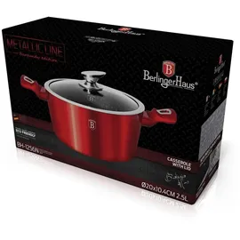 Berlinger Haus BH/1256N Metallic Line Burgundy Kasserolle in Rot mit Deckel Topf Durchmesser 20 cm