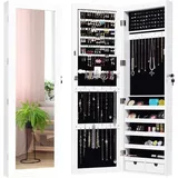 GOPLUS Schmuckschrank mit LED-Beleuchtung, Schmuckregal mit Spiegel, Spiegelschrank Schmuckorganizer,Wandmontage/Türmontage, Magnetverschluss, mit