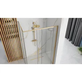 REA Duschkabine Solar mit Schiebetür 90 x 120 cm Gold transparent