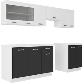 Küchen-Preisbombe Küchenzeile Omega 240 cm Schwarz + Weiss