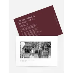 Einladungen zum Sommerfest selbst gestalten mit Spruch und Fotos im Onlinedesigner bei Meine-Kartenmanufaktur.de
