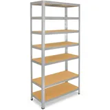 shelfplaza HOME 180x23x30 cm Schwerlastregal in verzinkt mit 7 Böden und 125 kg Traglast pro Boden