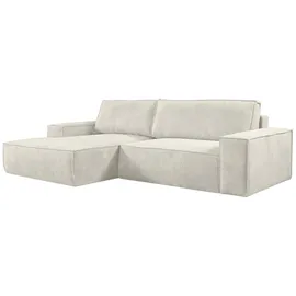 vente-unique Ecksofa mit Schlaffunktion - Ecke Links - Cord - Beige - AMELIA