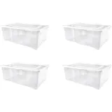Gardissimo 4er-Set Schuhboxen Kunststoffbox Klarsichtbox Belüftung 25 Liter