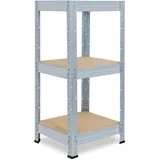 shelfplaza Schwerlastregal Metall 90x45x45 cm Silber mit 3 Böden und 200 kg Traglast pro Boden