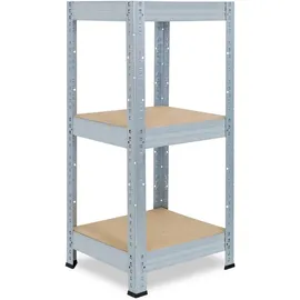 shelfplaza Schwerlastregal Metall 90x45x45 cm Silber mit 3 Böden und 200 kg Traglast pro Boden