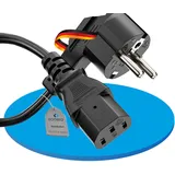 Sonero Stromkabel Kaltgerätekabel 3 Polig, 5,0m, 90° Winkel Schutzkontakt Stecker Netzstecker auf Kaltgerätekupplung C13 Buchse, Netzkabel Netzteil Strom Kabel für Monitor PC Drucker, Schwarz