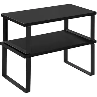 Woltu Gewürzregal, 2er Set, Stapelbares Küchenregal Arbeitsplatte, Kleines Küchen-Organizer für den Küchenschrank, aus MDF, und Metall, Schwarz