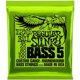 Ernie Ball Regular Slinky Nickelwound 5-Saiten E-Basssaiten Saitenstärke 45-130