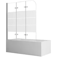 Boromal Badewannenaufsatz Badewannen Duschwände 3 teilig 130cm Faltbar Badewannenfaltwand Glas, (Klarglas /Teilsatiniert glas), Badewannenfaltwand Glaswand 6mm ESG Glas silberfarben