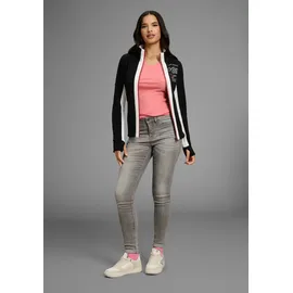 KangaROOS Fleecejacke in Schwarz/w.weiß, | Gr. 32/34,