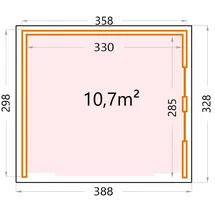 Telluria Gartenhaus Singolo 3,58 x 2,98 m Weiß