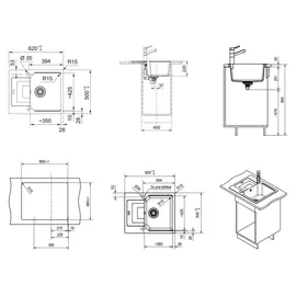 Franke Urban UBG 611-62 links Einbauspüle granit schwarz Excenterbetätigung 600 x 480 mm