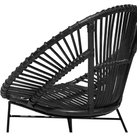 Beliani Rattanstuhl schwarz
