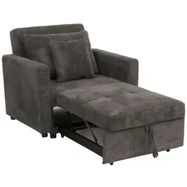 MCW Schlafsessel MCW-L90, Klappsessel Gästebett Relaxsessel, Liegefläche 200x100cm Stoff/Textil Cord ~ dunkelgrau