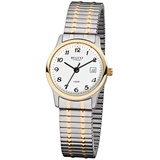 Regent Quarzuhr F-887 Damen-Uhr Analog Quarz mit Zug-Armband Silber IP Gold Ø 27 mm