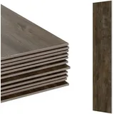 Relaxdays PVC Bodenbelag selbstklebend, 7,5m2/54 Stück, Holzoptik, Bad, Küche, Klebefliese 91x15 rutschfest, dunkelbraun