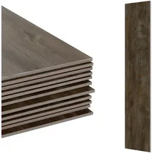 Relaxdays PVC Bodenbelag selbstklebend, 7,5m2/54 Stück, Holzoptik, Bad, Küche, Klebefliese 91x15 rutschfest, dunkelbraun