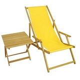 Erst-Holz Strandstuhl gelb Gartenliege Strandliege Deckchair Tisch Liegestuhl Holz hell klappbar 10-302NT