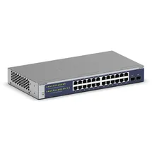 Netgear 24-Port Gigabit Ethernet Smart Switch (GS724T) Managed, optional mit Insight Cloud Management für 1 Jahr, mit 2 1G SFP, Desktop & Rack-Mount