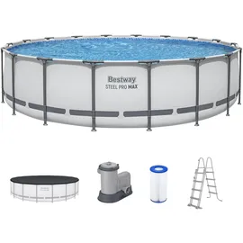 BESTWAY Steel Pro Max Frame Pool Set 549 x 122 cm lichtgrau inkl. Filterpumpe
