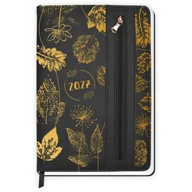 Trötsch Verlag TRÖTSCH - Wochenplaner A5 mit Tasche Flowers black 2027