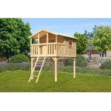 Akubi Spielturm "Unfug", beige (natur), Spieltürme, KinderB:155cm H:309cm T:198cm, Holz, BxTxH: 155x198x309 cm, B:155cm H:309cm T:198cm