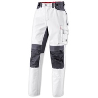 BP Workwear 1789-555-21 Arbeitshose - Gummizug im Rücken - Bundfalten - Normale Passform - Größe: 48l - Farbe: weiß/dunkelgrau