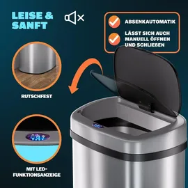 monzana Automatik Sensor Mülleimer 58 l Silber