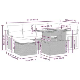vidaXL Garten-Lounge-Set 7-tlg. beige