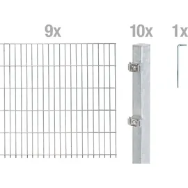 GAH Alberts Doppelstabmattenzaun 1800 x 100 cm Silber/Metall