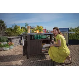 KETER Grilltisch 134 x 88 cm Edelstahl Braun
