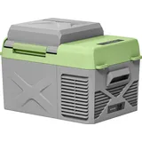 Outsunny 12 Liter Kompressor Kühlbox elektrische Kühlbox mit Anschluss Kühlhaltefunktion Gefrierbox Thermobox Mini Kühlschrank 12/220 Volt für Auto Steckdose LKW Camping Boot Grau+Grün   Aosom