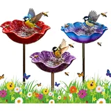 Blumen Vogeltränke Garten,15X60CM Bienentränke für den Garten, Metall Gartenstecker Vogeltränke Blume, Insektentränke Stecker für Vögel & Bienen, Metal Flower Garden Stake Bird Bath (Mix)