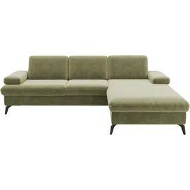 sit&more Ecksofa SIT & MORE "Morris Jubi L-Form, B: 247 cm", grün (hellgrün), B:247cm H:83cm T:171cm, 100% Polyester, Sofas, Ecksofa, mit Armteilfunktion & 1 Zierkissen, optional Bettfunktion