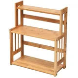Costway Gewürzregal mit 3 Ebenen Küchenregal Natur 41.5 x 18 x 50 cm