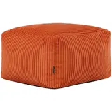 I.C.O.N. Icon Amara Hocker, Orange, Flauschiger Sitzsack Cord, Sitzpuff, Pouf Hocker mit Füllung, Fußhocker für das Wohnzimmer