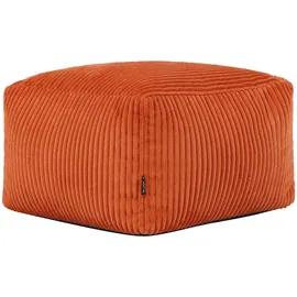 I.C.O.N. Icon Amara Hocker, Orange, Flauschiger Sitzsack Cord, Sitzpuff, Pouf Hocker mit Füllung, Fußhocker für das Wohnzimmer