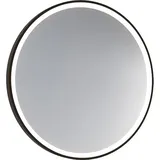 Evenes LED-Spiegel Aulielva mit Touch-Schalter, mit schwarzem Rahmen, Front/ Hintergrundbeleuchtung, Ø 700 mm