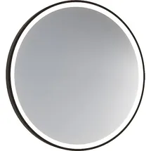 Evenes LED-Spiegel Aulielva mit Touch-Schalter, mit schwarzem Rahmen, Front/ Hintergrundbeleuchtung, Ø 700 mm