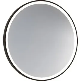 Evenes LED-Spiegel Aulielva mit Touch-Schalter, mit schwarzem Rahmen, Front/ Hintergrundbeleuchtung, Ø 700 mm