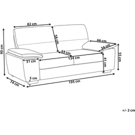 Beliani Couch Kunstleder 3-Sitzer Schwarz