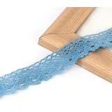 5m Baumwolle Spitzenbordüre Spitzenband, Vintage Häkelband Spitze Borte, Spitzen Häkelspitze Dekoband, Häkel Borte Spitzenstoff für Nähen Handwerk Hochzeit Scrapbooking Geschenkbox Deko,2,5 cm Blau