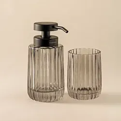 Cosmic Lido Badaccessoires Set Seifenspender und Zahnbürstenhalter smoke grey