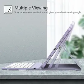 Fintie Tastatur Hülle für iPad 10. Generation 2022 (10.9 Zoll), Schutzhülle mit TPU Rückschale, Pencil Halter und magnetisch abnehmbarer Tastatur mit QWERTZ Layout, Violett