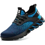 SUADEX Sicherheitsschuhe Arbeitsschuhe Herren Damen Leicht Arbeitsschutzschuhe Stahlkappenschuhe Atmungsaktiv mit Stahlkappe Blau 40 EU - 40 EU